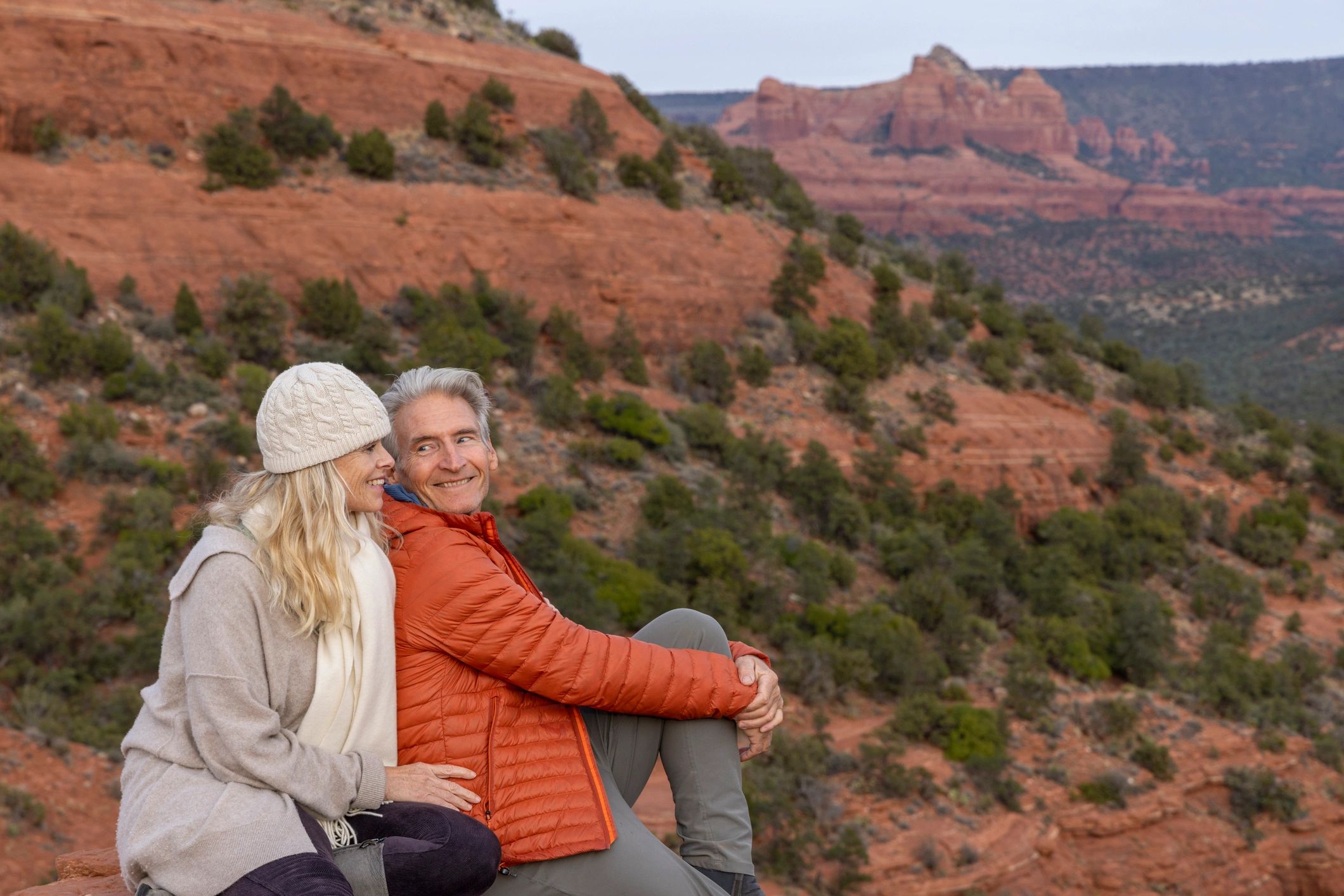 Couple enjoying a scenic view while traveling