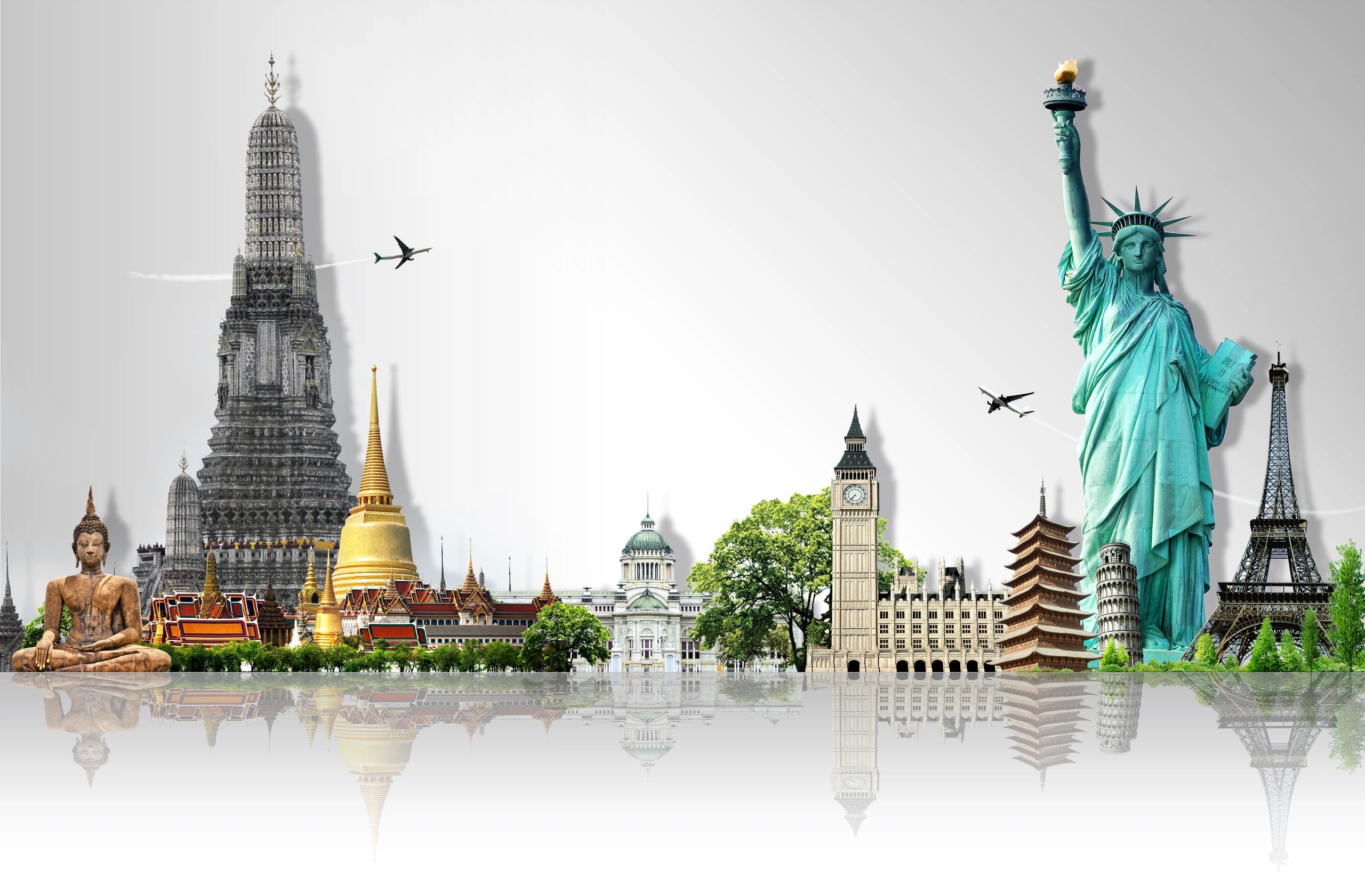 Travel background with landmarks representing all-India trip planning